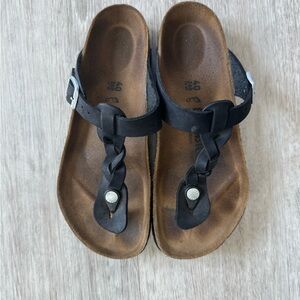 Birkenstock Black Braided Thong Sandals